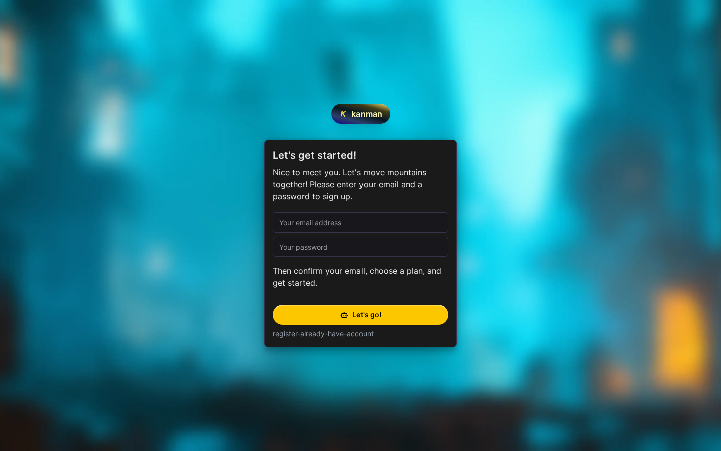 Registrierungsseite (Desktop)