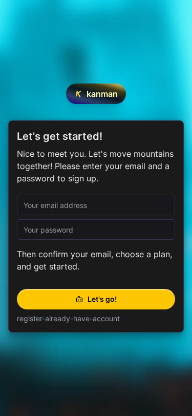 Registrierungsseite (Mobile)
