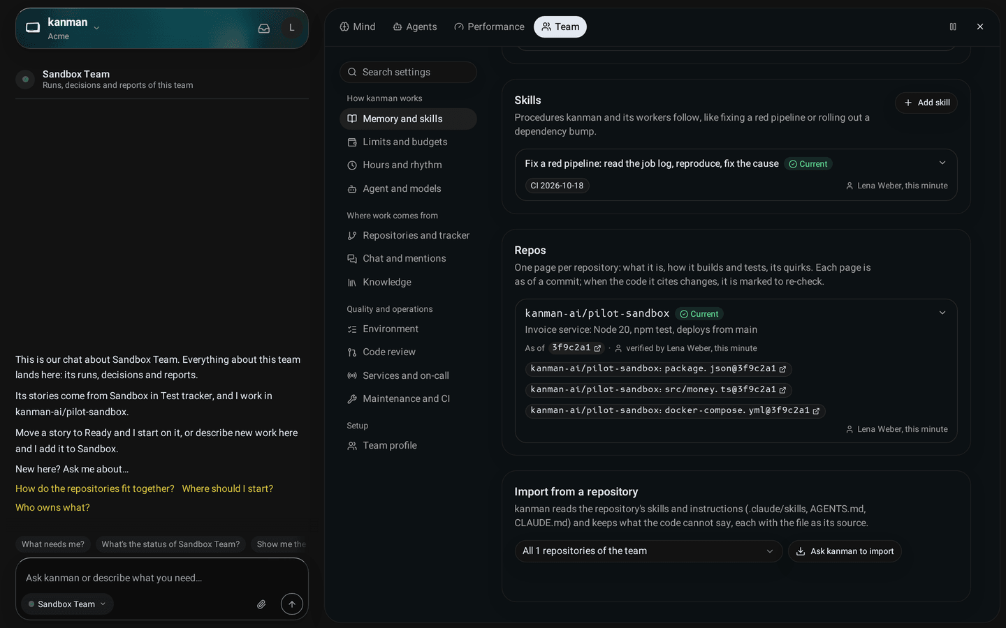 The Repos card: a repository page as of its commit, who verified it and when, and the repositories without a page yet (Desktop)