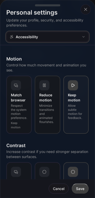 Barrierefreiheitseinstellungen (Mobile)