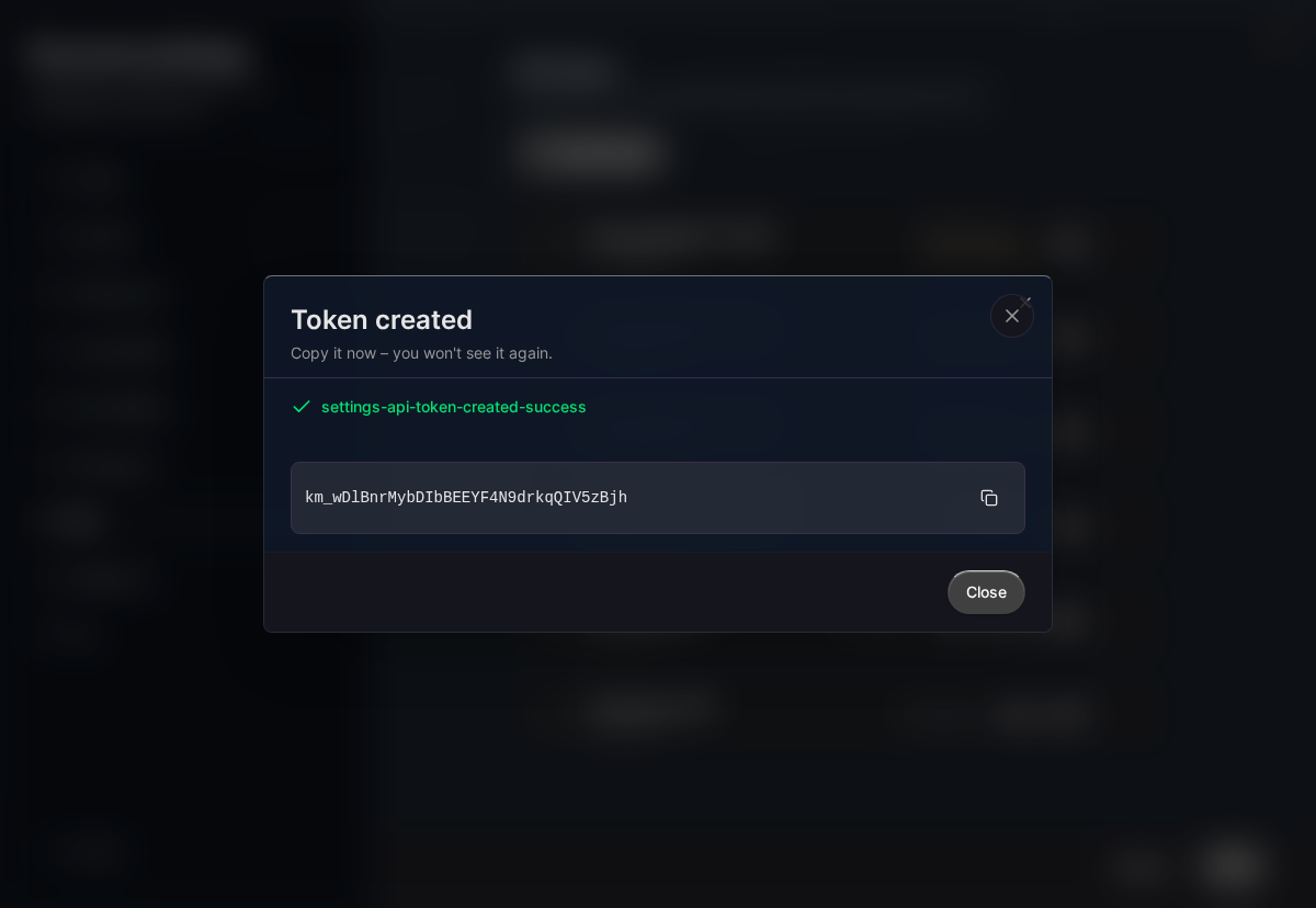 Token erstellt - jetzt kopieren (Desktop)