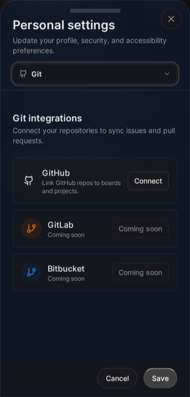 Git-Integrationen (Mobile)