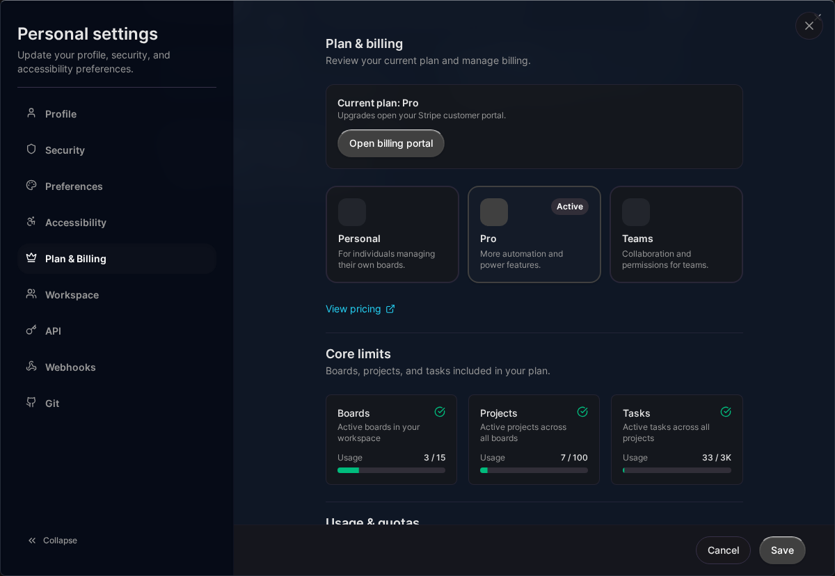 Subscription and quotas (Desktop)