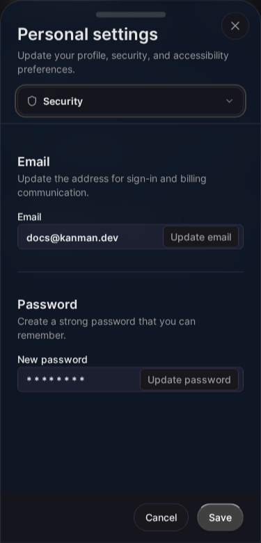 Sicherheitseinstellungen (Mobile)