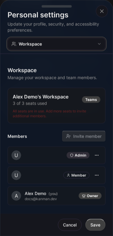 Mitglied einladen Formular (Mobile)